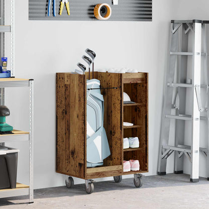 Golf Cabinet with Wheel Plain Old Wood 65 x 45 x 98 cm