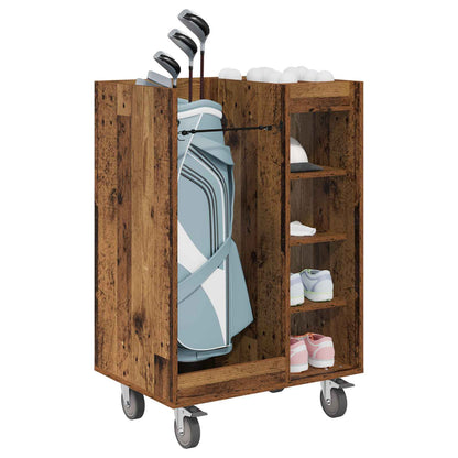 Golf Cabinet with Wheel Plain Old Wood 65 x 45 x 98 cm