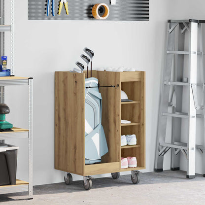 Golf Cabinet with Wheel Plain Artisan Oak 65 x 45 x 98 cm