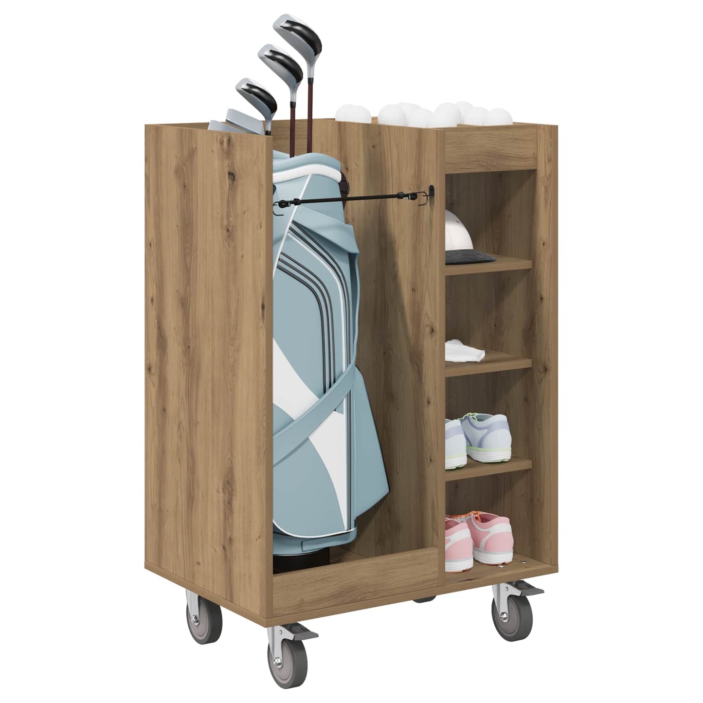 Golf Cabinet with Wheel Plain Artisan Oak 65 x 45 x 98 cm