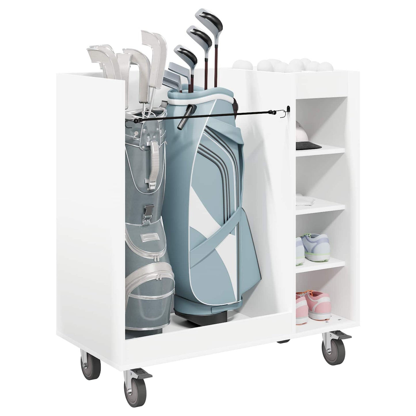 Golf Cabinet with Wheel Plain White 90 x 45 x 98 cm