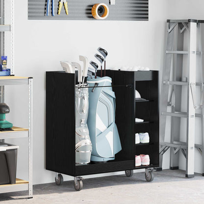 Golf Cabinet with Wheel Plain Black Oak 90 x 45 x 98 cm