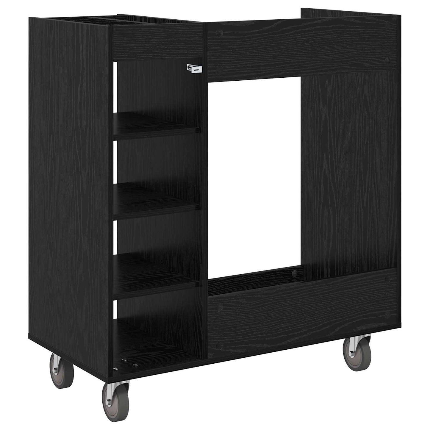 Golf Cabinet with Wheel Plain Black Oak 90 x 45 x 98 cm