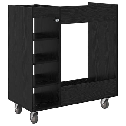 Golf Cabinet with Wheel Plain Black Oak 90 x 45 x 98 cm