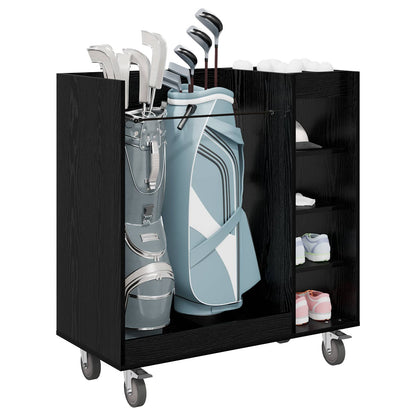 Golf Cabinet with Wheel Plain Black Oak 90 x 45 x 98 cm