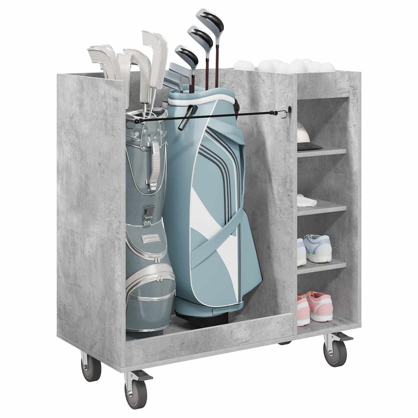 Golf Cabinet with Wheel Plain Concrete Grey 90 x 45 x 98 cm