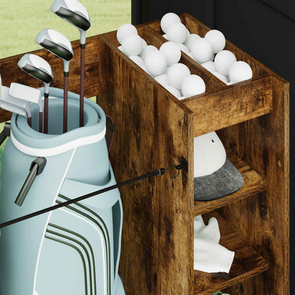 Golf Cabinet with Wheel Plain Smoked Oak 90 x 45 x 98 cm