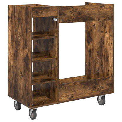 Golf Cabinet with Wheel Plain Smoked Oak 90 x 45 x 98 cm