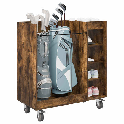 Golf Cabinet with Wheel Plain Smoked Oak 90 x 45 x 98 cm
