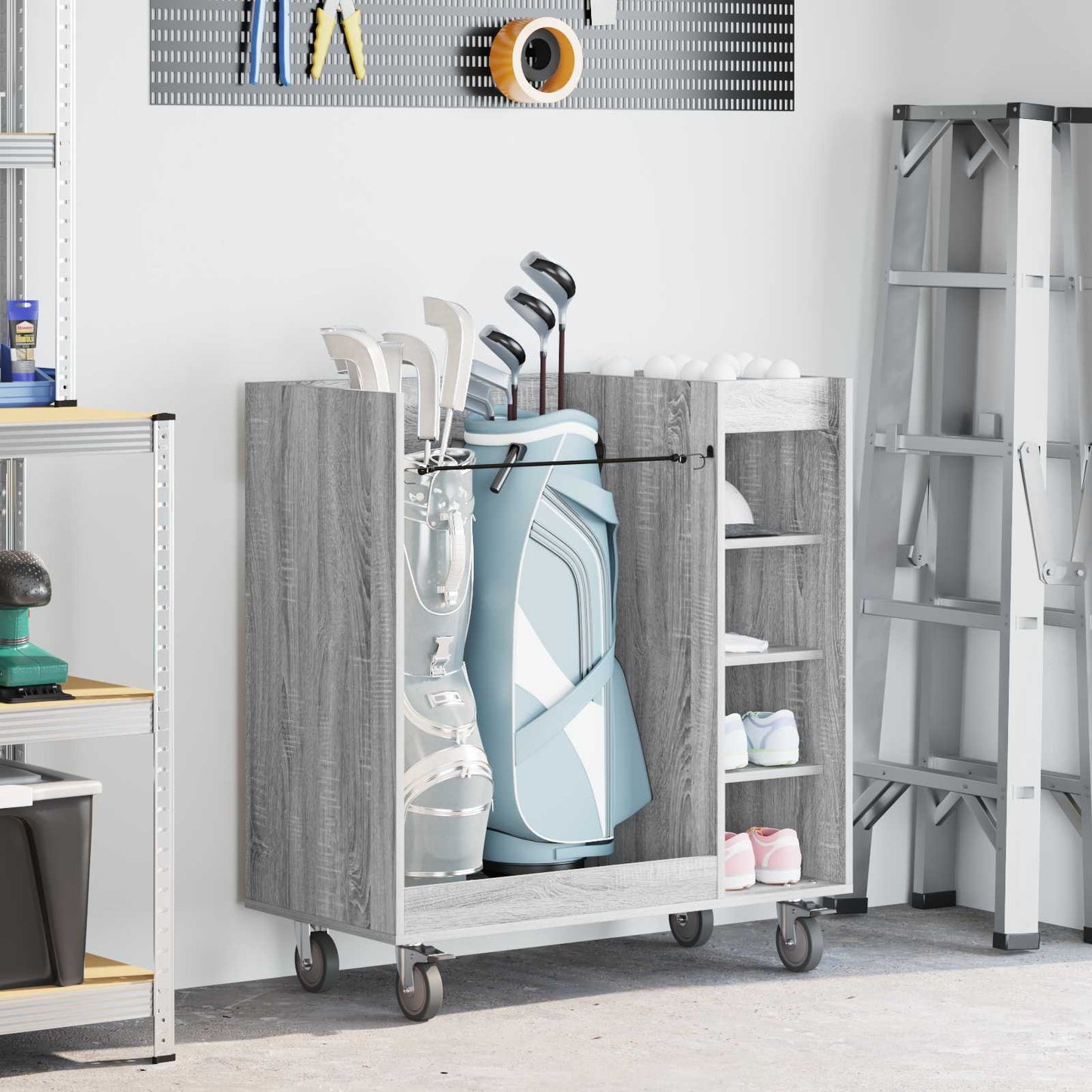Golf Cabinet with Wheel Plain Grey Sonoma 90 x 45 x 98 cm