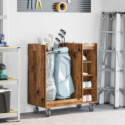 Golf Cabinet with Wheel Plain Old Wood 90 x 45 x 98 cm