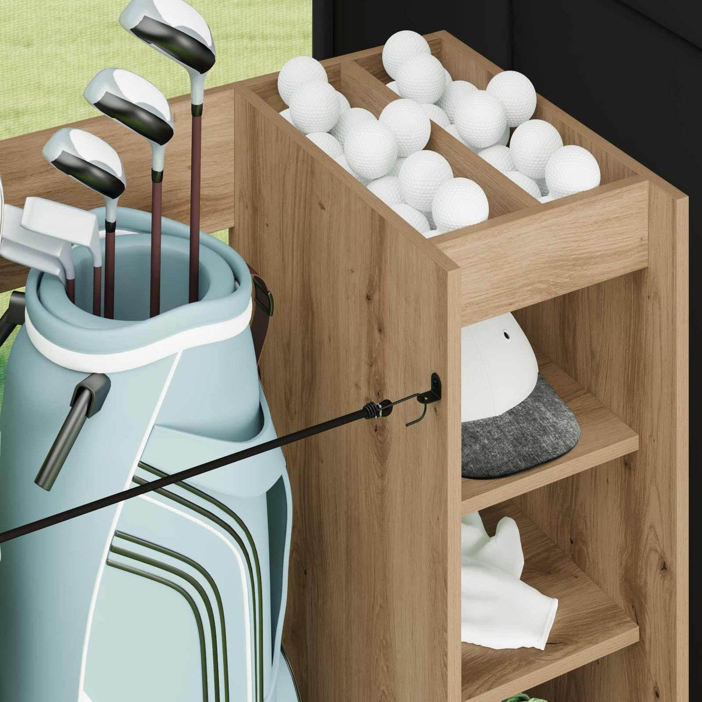 Golf Cabinet with Wheel Plain Artisan Oak 90 x 45 x 98 cm