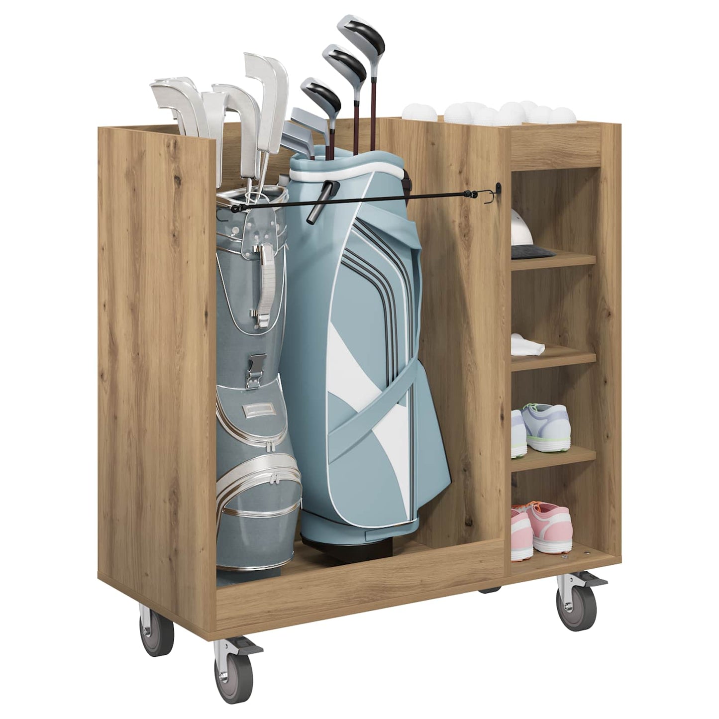 Golf Cabinet with Wheel Plain Artisan Oak 90 x 45 x 98 cm
