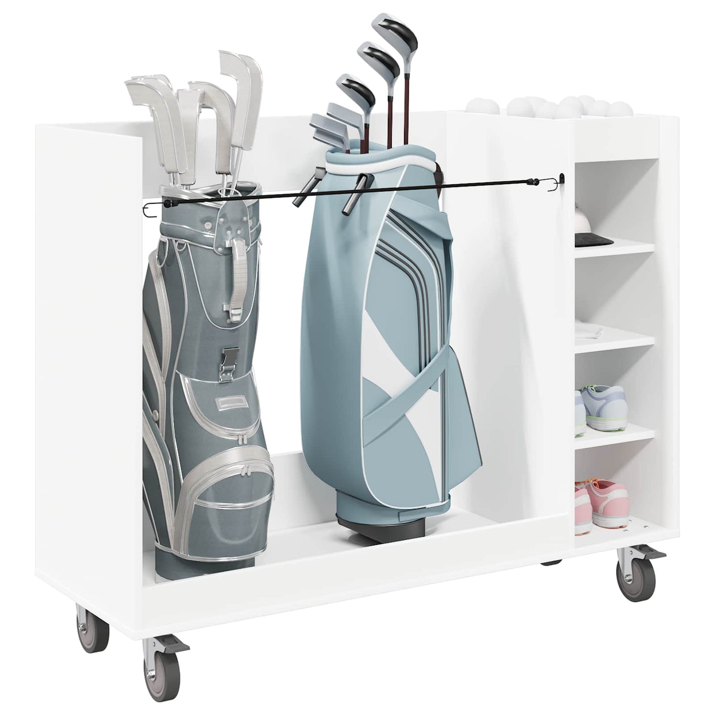 Golf Cabinet with Wheel Plain White 120 x 45 x 98 cm