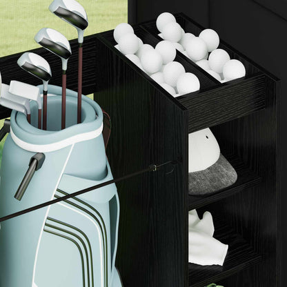 Golf Cabinet with Wheel Plain Black Oak 120 x 45 x 98 cm