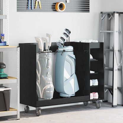 Golf Cabinet with Wheel Plain Black Oak 120 x 45 x 98 cm