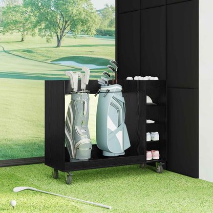 Golf Cabinet with Wheel Plain Black Oak 120 x 45 x 98 cm