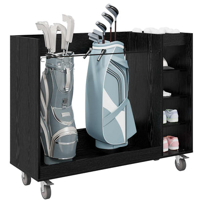 Golf Cabinet with Wheel Plain Black Oak 120 x 45 x 98 cm