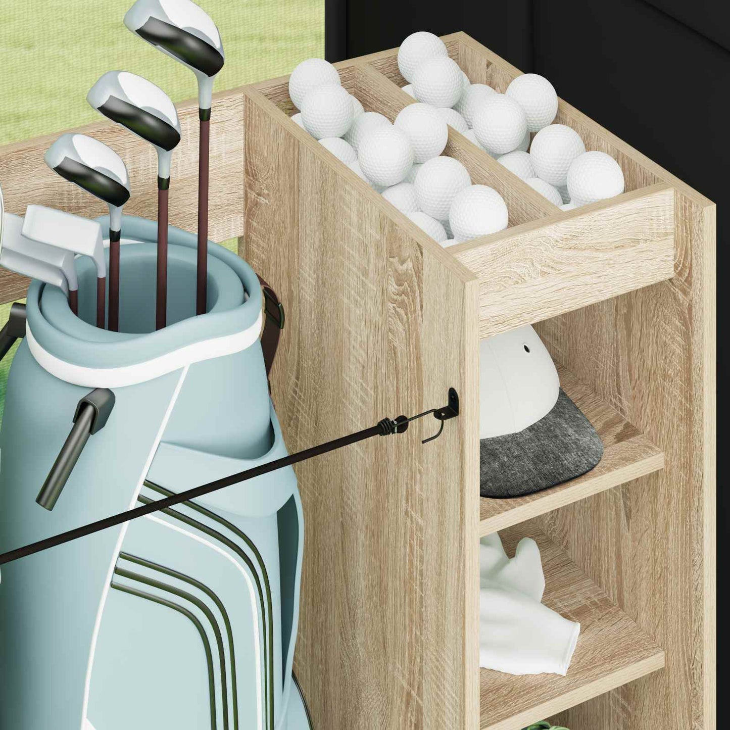 Golf Cabinet with Wheel Plain Sonoma Oak 120 x 45 x 98 cm