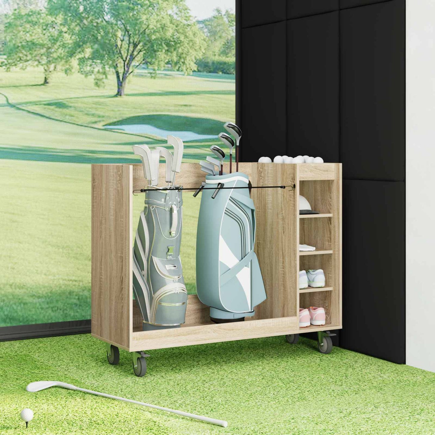 Golf Cabinet with Wheel Plain Sonoma Oak 120 x 45 x 98 cm