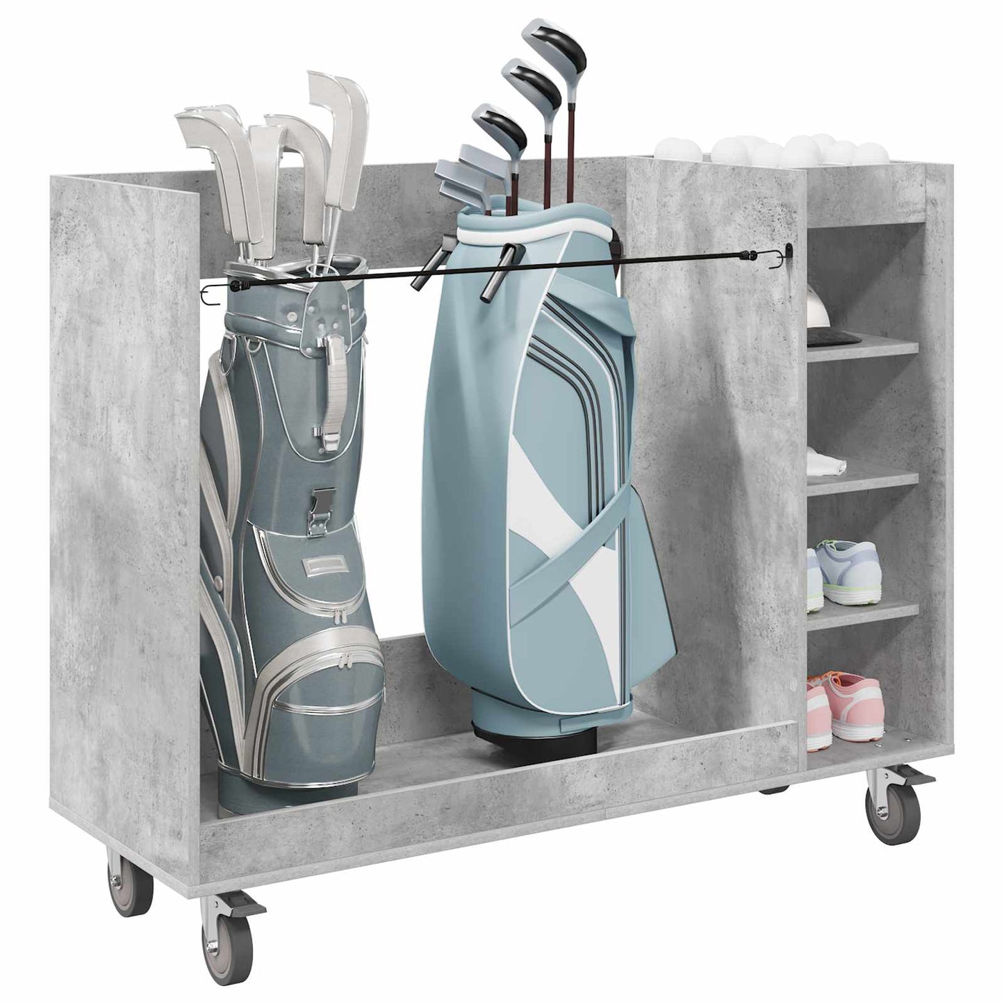 Golf Cabinet with Wheel Plain Concrete Grey 120 x 45 x 98 cm