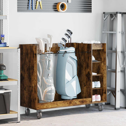 Golf Cabinet with Wheel Plain Smoked Oak 120 x 45 x 98 cm