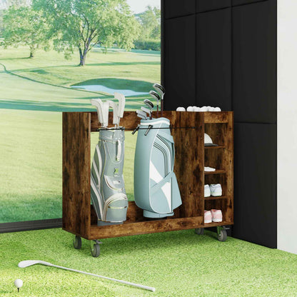 Golf Cabinet with Wheel Plain Smoked Oak 120 x 45 x 98 cm