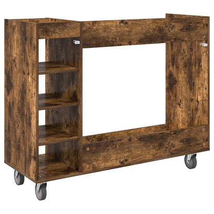Golf Cabinet with Wheel Plain Smoked Oak 120 x 45 x 98 cm