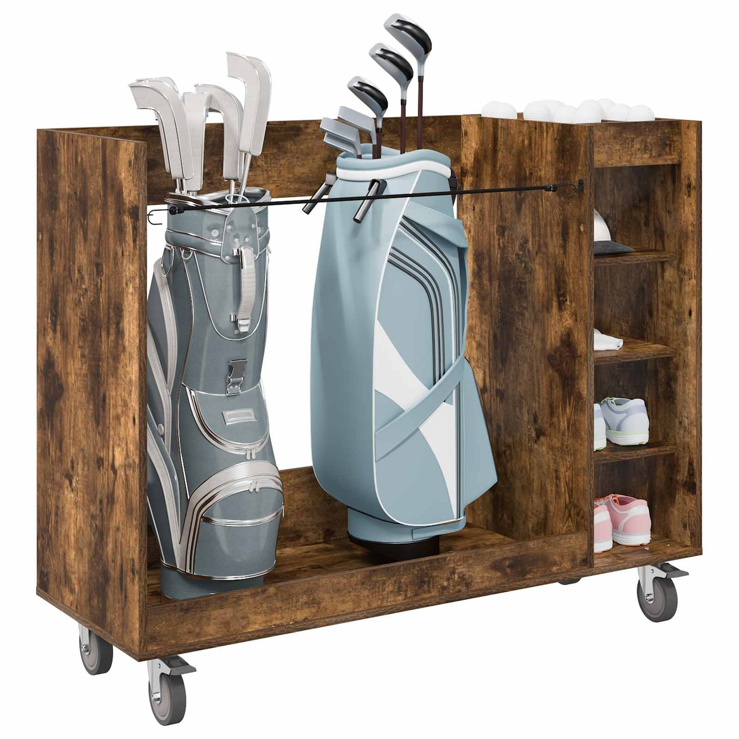 Golf Cabinet with Wheel Plain Smoked Oak 120 x 45 x 98 cm