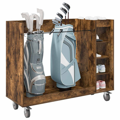 Golf Cabinet with Wheel Plain Smoked Oak 120 x 45 x 98 cm