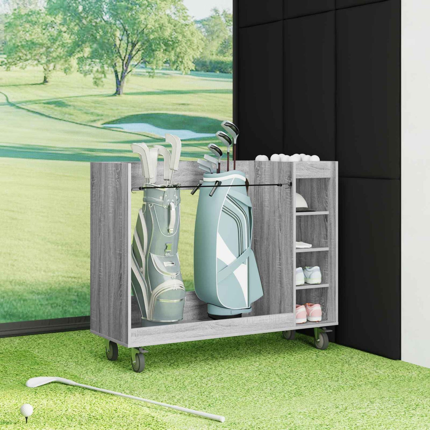 Golf Cabinet with Wheel Plain Grey Sonoma 120 x 45 x 98 cm