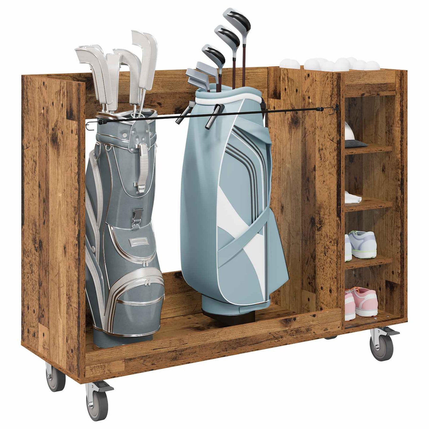 Golf Cabinet with Wheel Plain Old Wood 120 x 45 x 98 cm