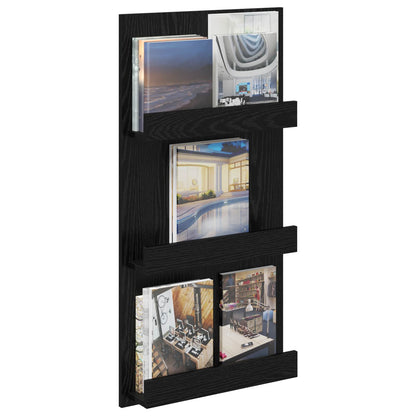 Magazine Rack Black Oak 51 x 11 x 102 cm Engineered Wood