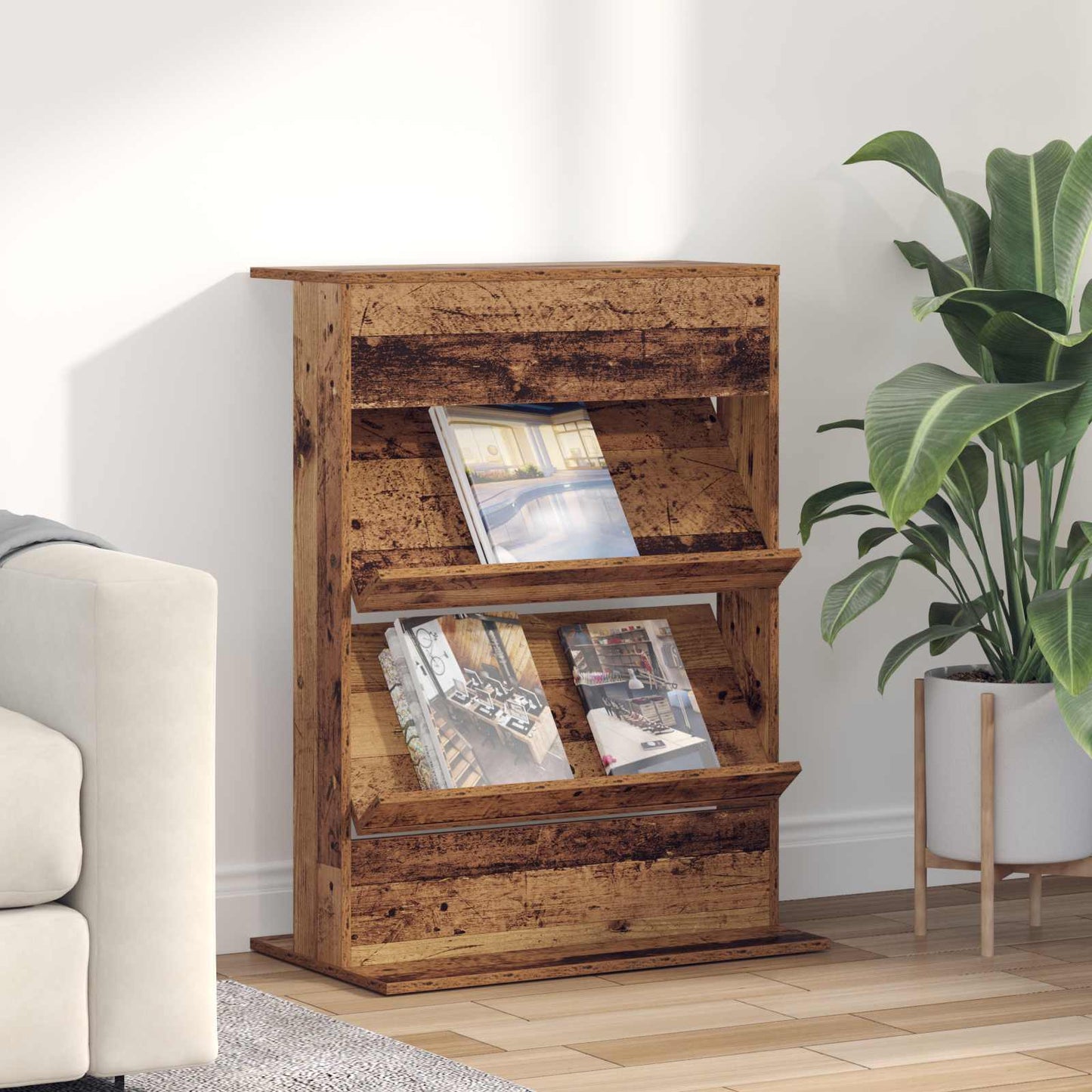 Magazine Rack Old Wood 70 x 41 x 96 cm Engineered Wood