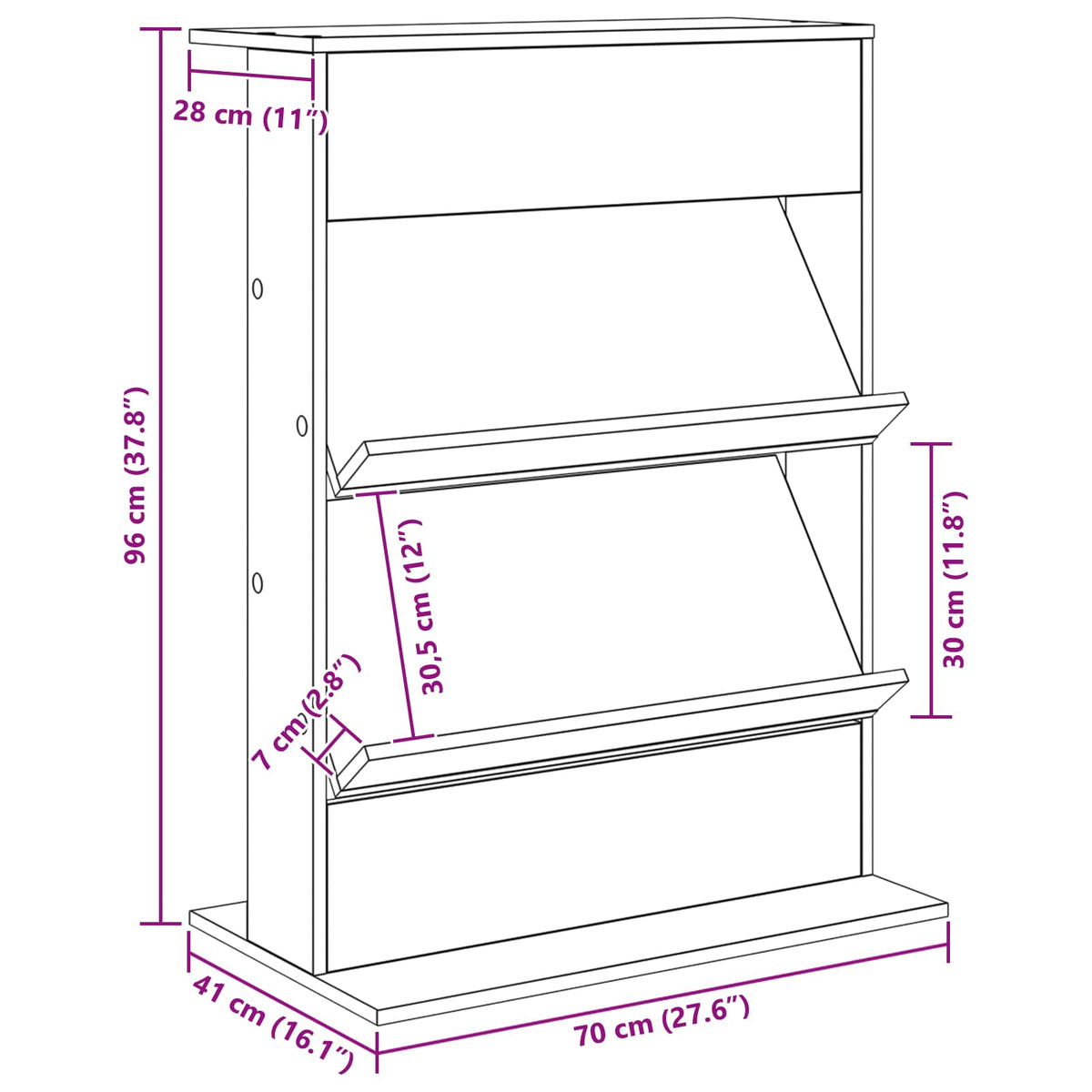Magazine Rack Artisan Oak 70 x 41 x 96 cm Engineered Wood