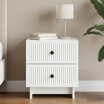 Bedside Cabinet White 43 x 34.5 x 47.5 cm Engineered Wood