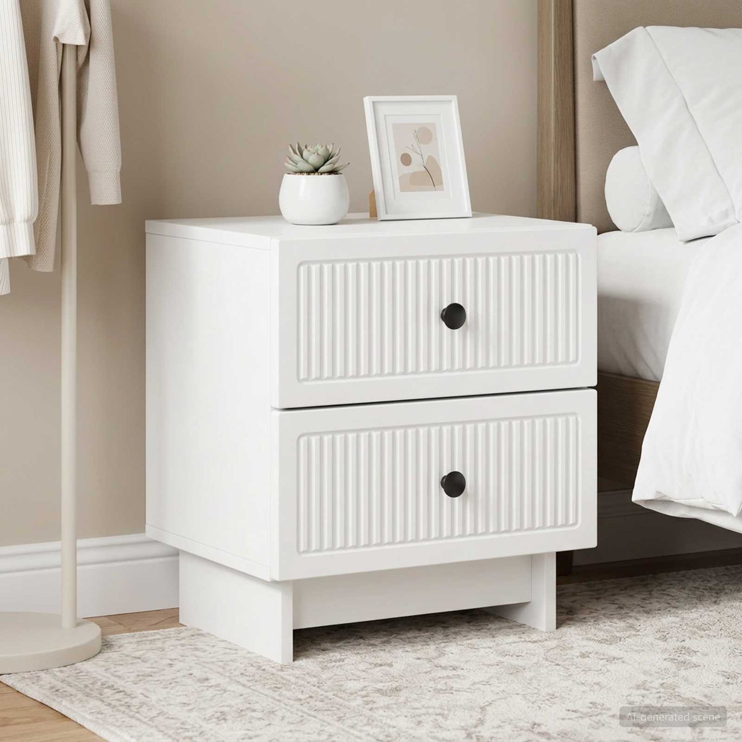 Bedside Cabinet 2 pcs White 43 x 34.5 x 47.5 cm Engineered Wood