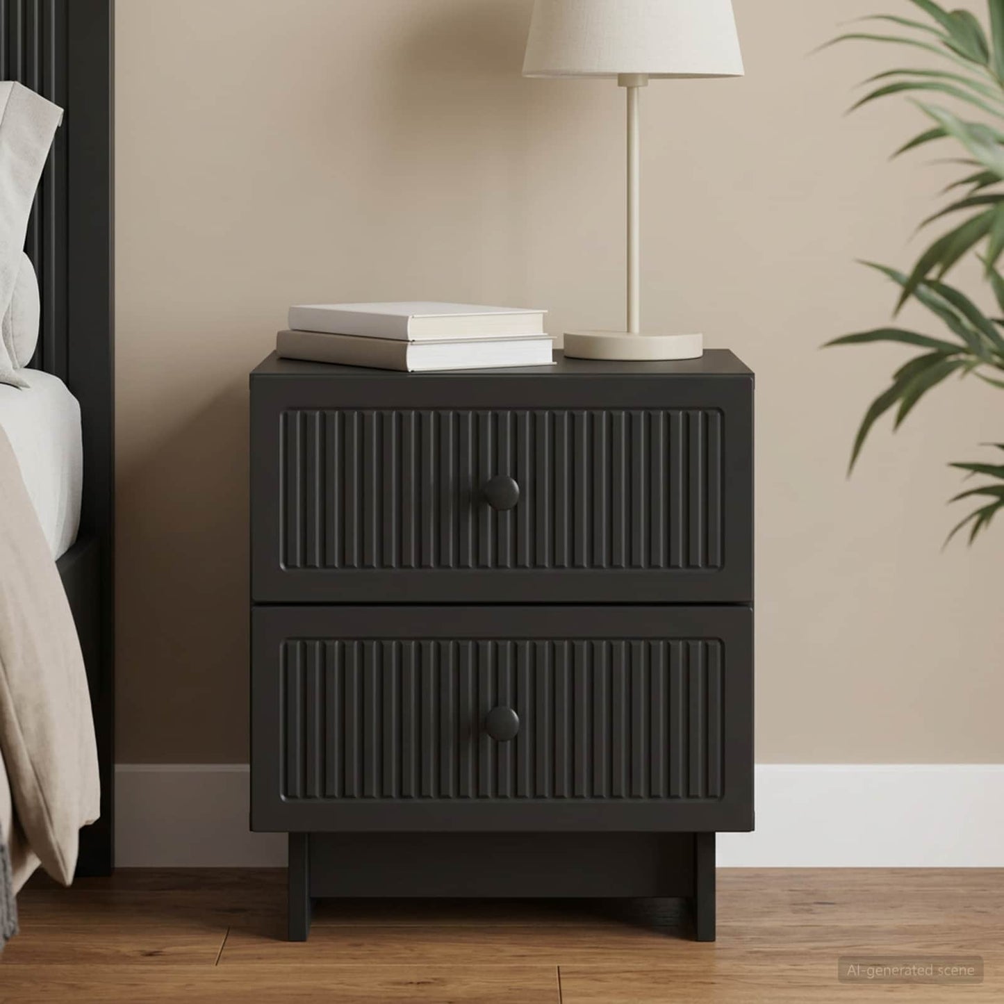 Bedside Cabinet Black 43 x 34.5 x 47.5 cm Engineered Wood