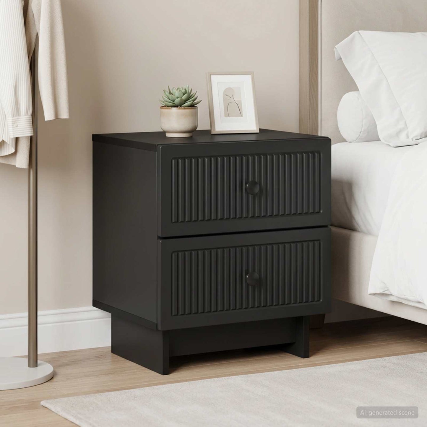 Bedside Cabinet 2 pcs Black 43 x 34.5 x 47.5 cm Engineered Wood