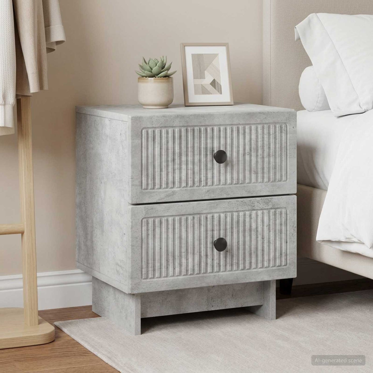 Bedside Cabinet 2 pcs Concrete Grey 43 x 34.5 x 47.5 cm