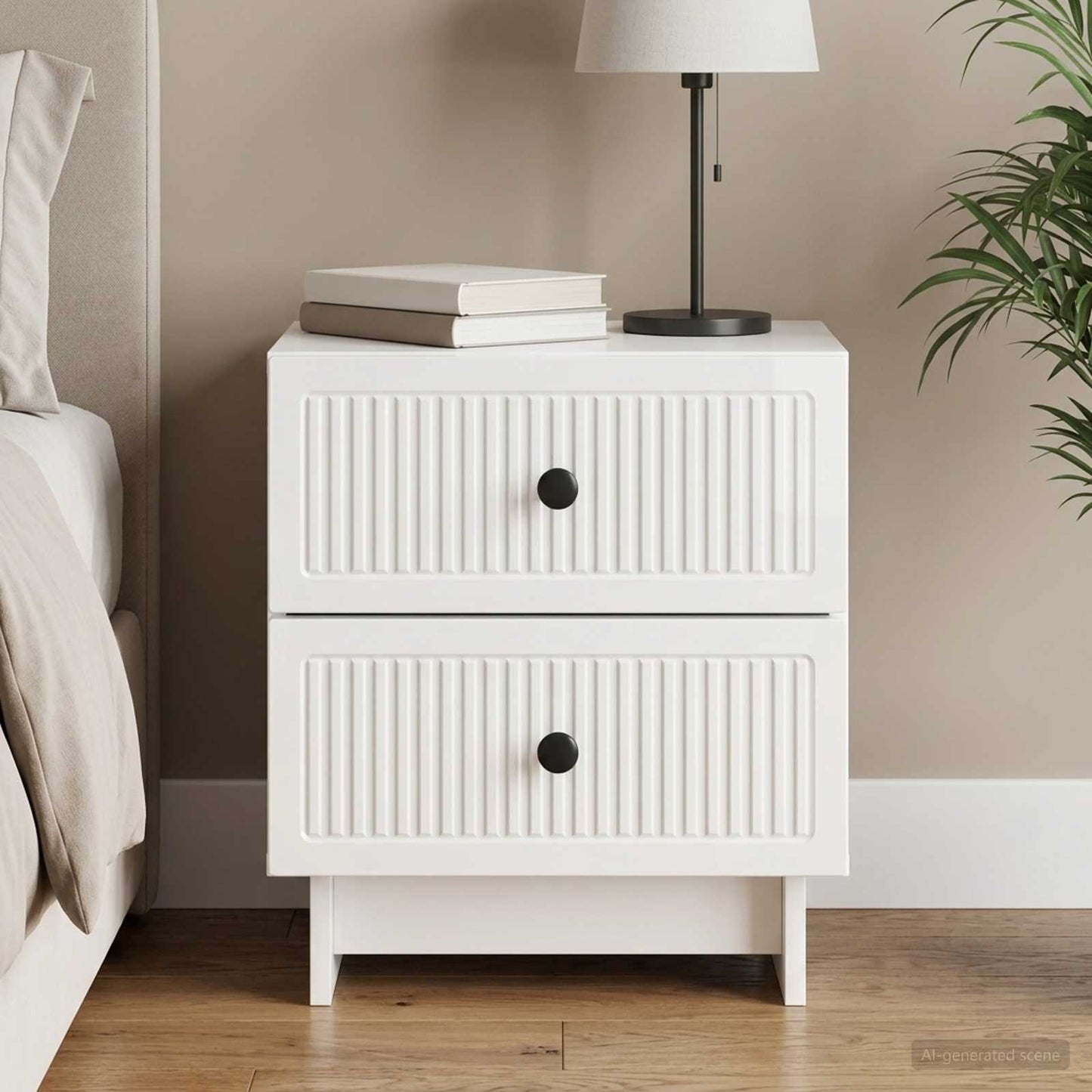 Bedside Cabinet High Gloss White 43 x 34.5 x 47.5 cm