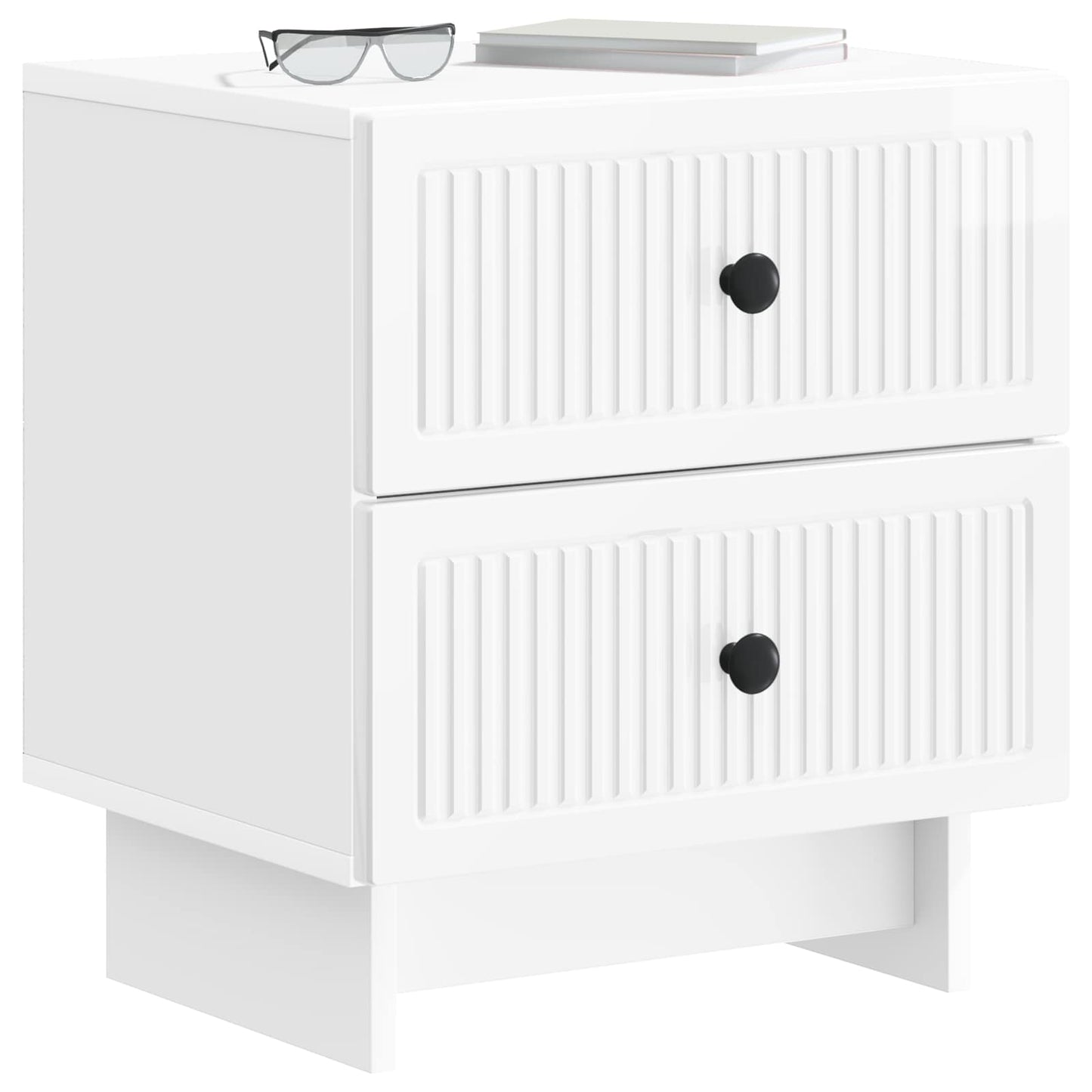Bedside Cabinet High Gloss White 43 x 34.5 x 47.5 cm