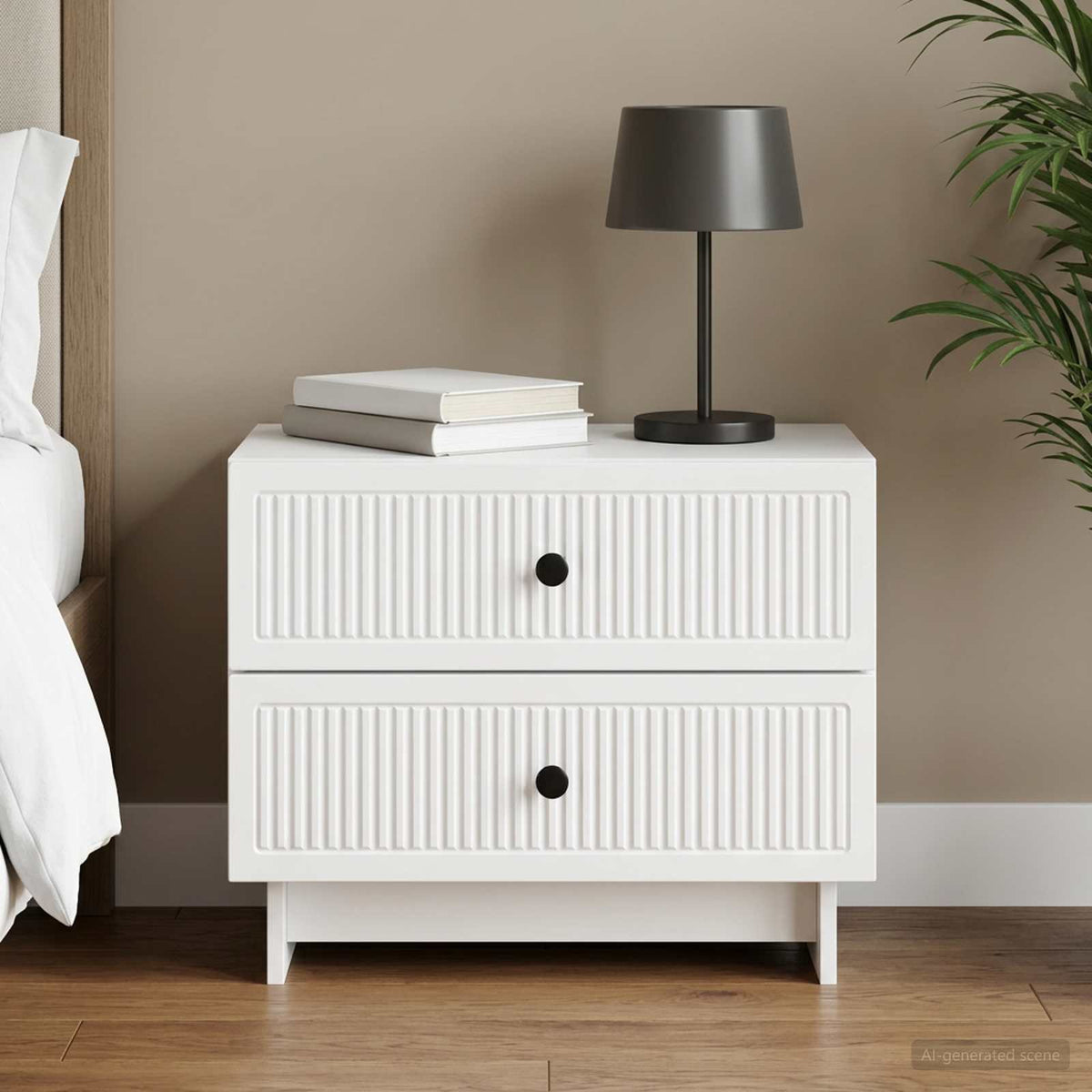 Bedside Cabinet White 62 x 34.5 x 47.5 cm Engineered Wood