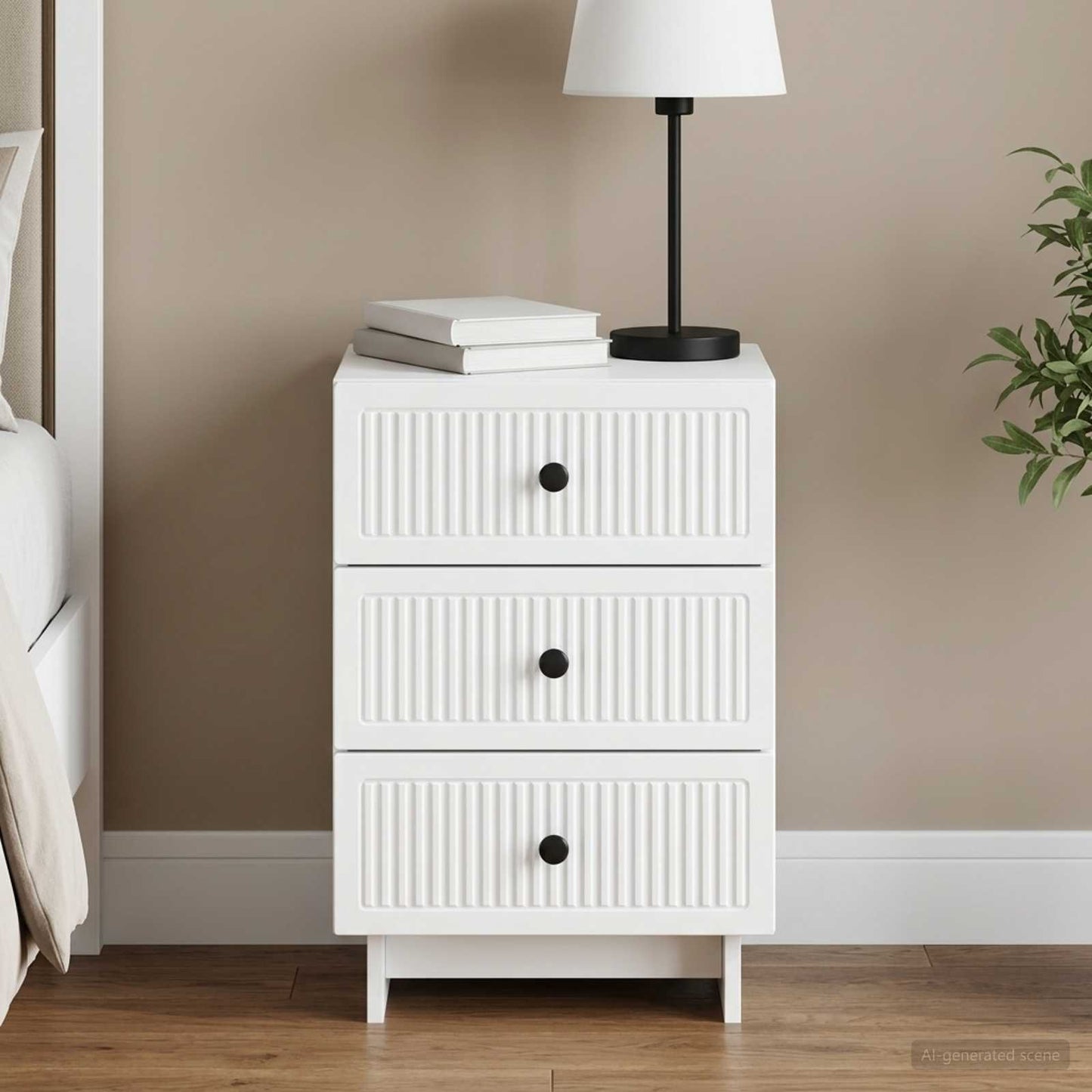 Bedside Cabinet White 43 x 41 x 66.5 cm Engineered Wood