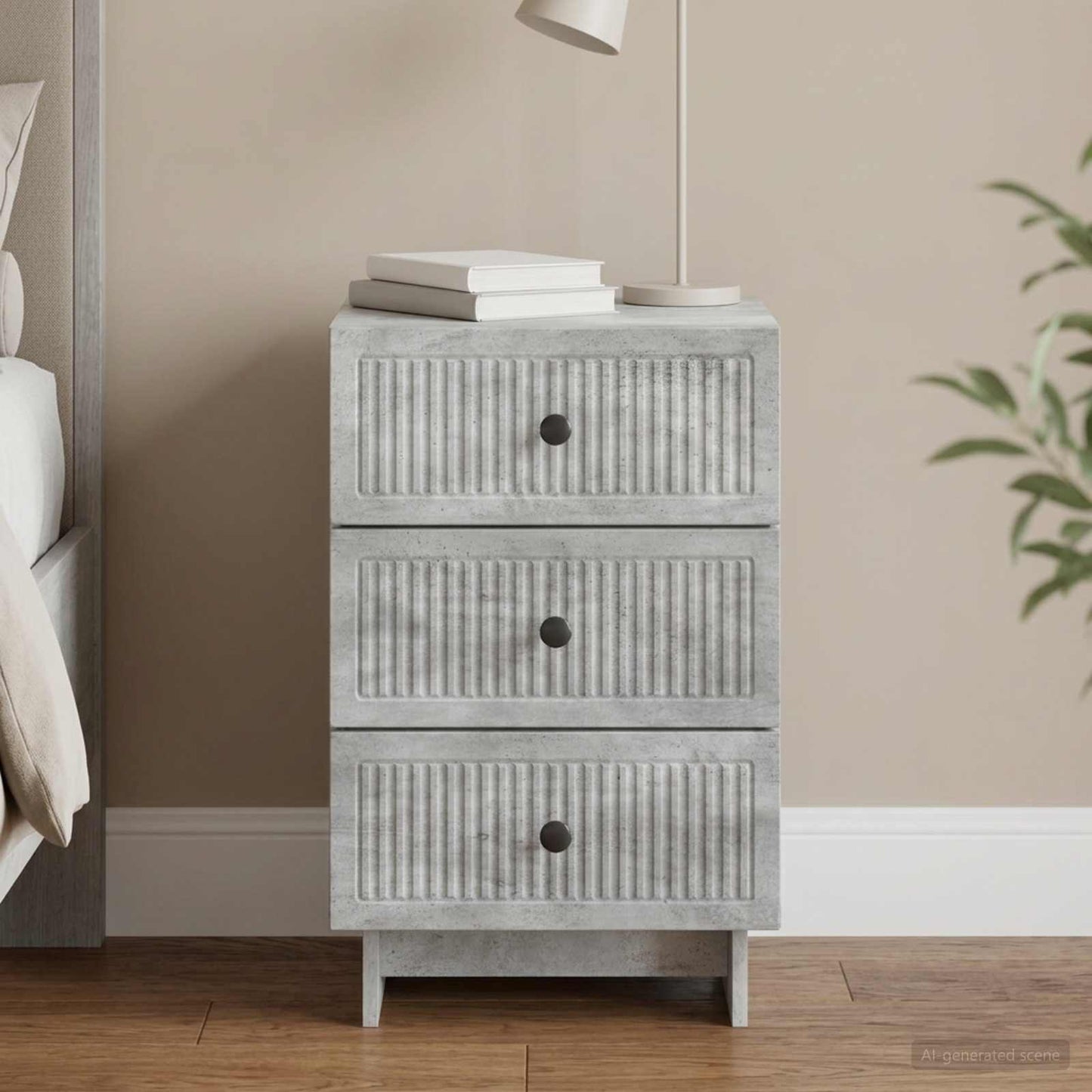 Bedside Cabinet Concrete Grey 43 x 41 x 66.5 cm Engineered Wood