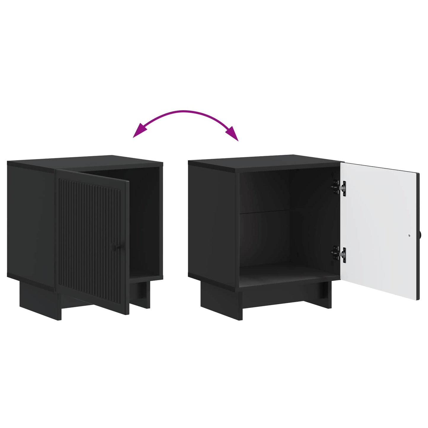 Bedside Cabinet Black 43 x 34.5 x 50 cm Engineered Wood
