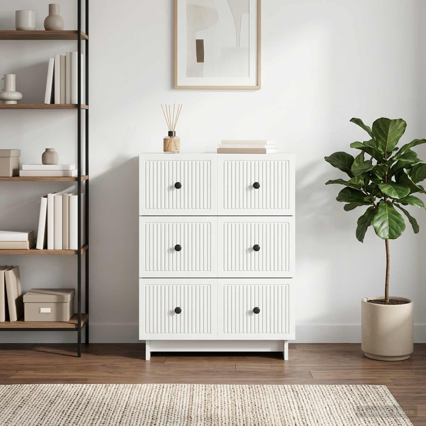 Drawer Cabinet White 66 x 34.5 x 90 cm Engineered Wood