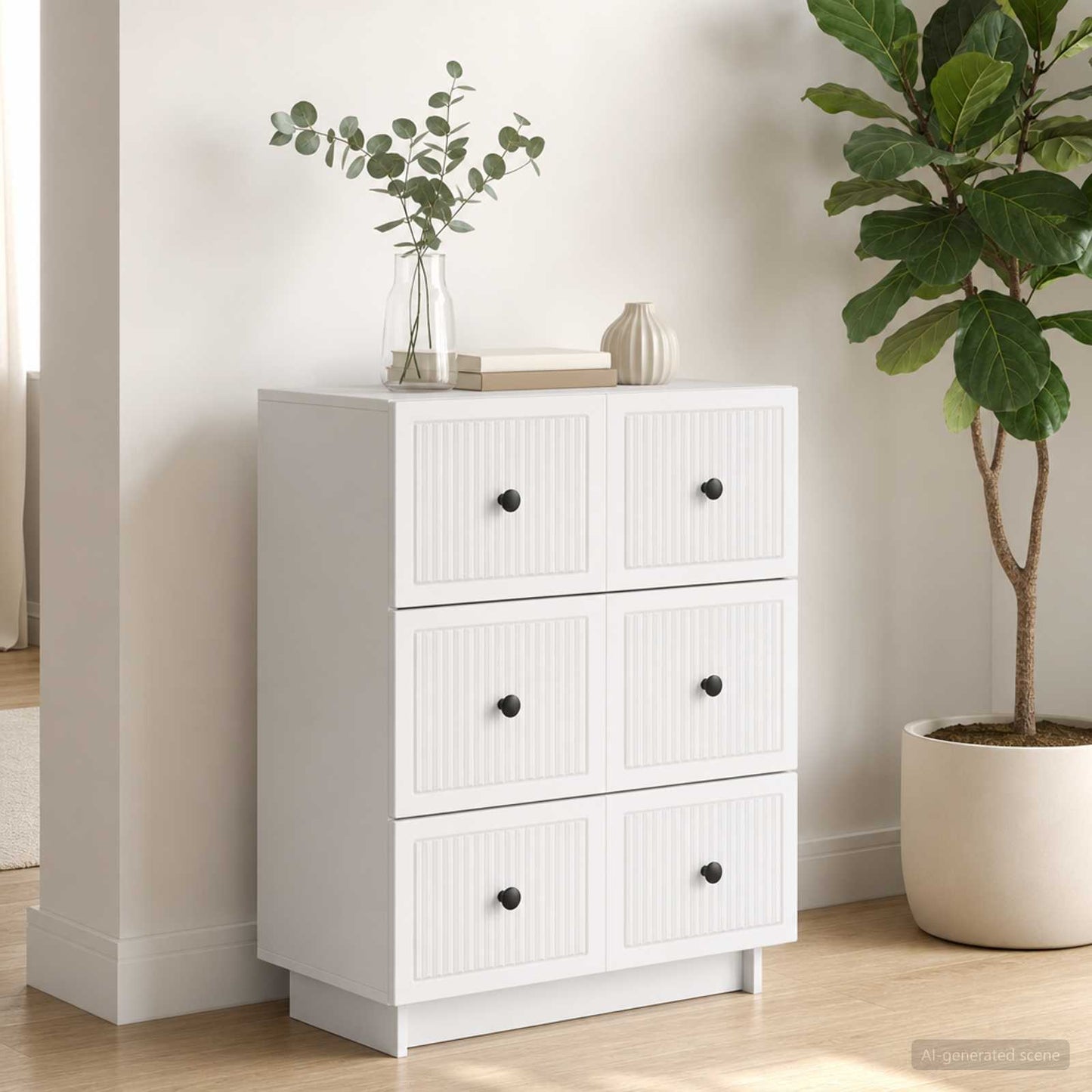 Drawer Cabinet White 66 x 34.5 x 90 cm Engineered Wood