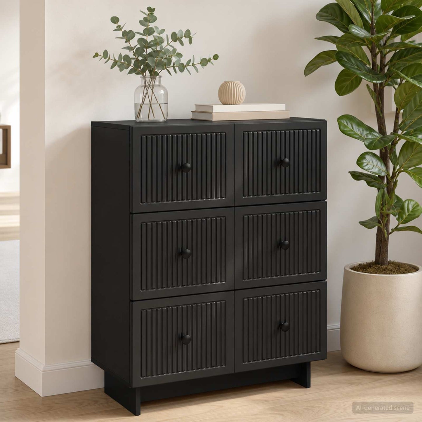 Drawer Cabinet 66 x 34.5 x 90 cm Engineered Wood Black