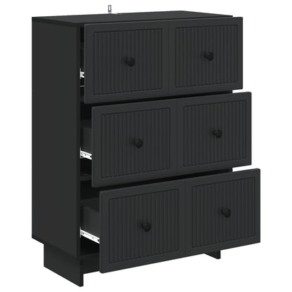 Drawer Cabinet Black 66 x 34.5 x 90 cm Engineered Wood